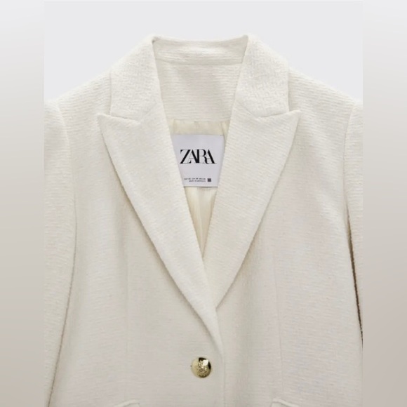 ZARA ECRU STRUCTURED COAT WITH GOLDEN BUTTONS - Picture 6 of 15
